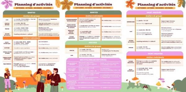 Planning d'activités / automne 2024